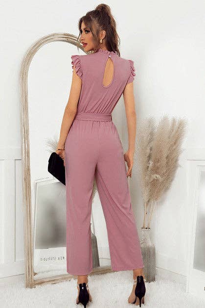 Supreme Fashion - Wholesale Jumpsuit - Women's - Mock Neck Sleeveless Ruffle Jumpsuit3