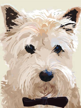 249C Westie with Bow Tie / Periodic Society / Greeting Card for wholesale by Periodic Society
