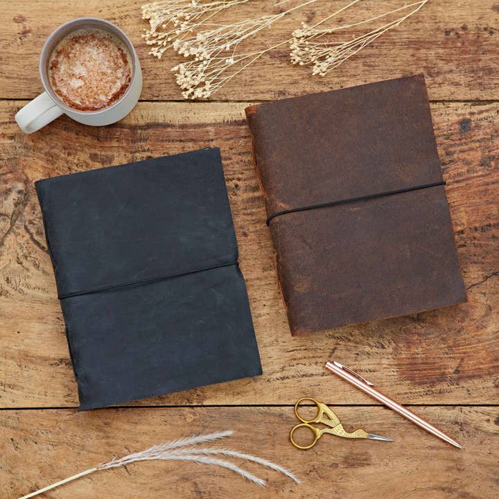 The Paper High Gift Company Limited – wholesale Journal/diary – Large Buffalo Leather Elastic Tie Journal Notebook