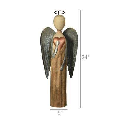 HomArt - Wholesale Decorative figurine - Angel with Heart, Wood & Metal - Lrg3