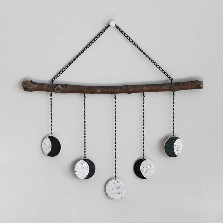 Hanging moon phase celestial boho witch wall decor for wholesale by Cosmic Crow