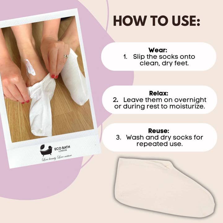 Eco Bath London - Wholesale Moisturizing Socks - Eco Bath London Moisturising Socks - 1 Pair, Breathable Soft Foot Moisturiser Socks for Overnight Hydration4