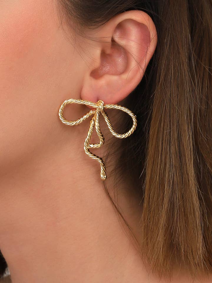 Gold Plated Bow Earrings for wholesale by BUBU BY TEKIN SHOP