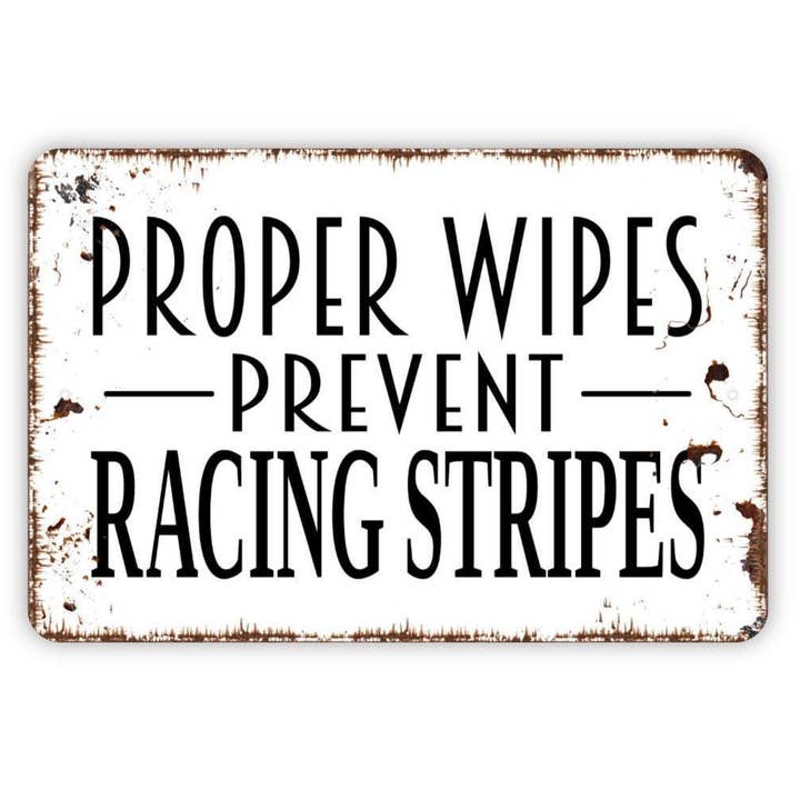 Funny Bathroom Farmhouse Metal Wall Sign for wholesale by North Star Rustics Signs