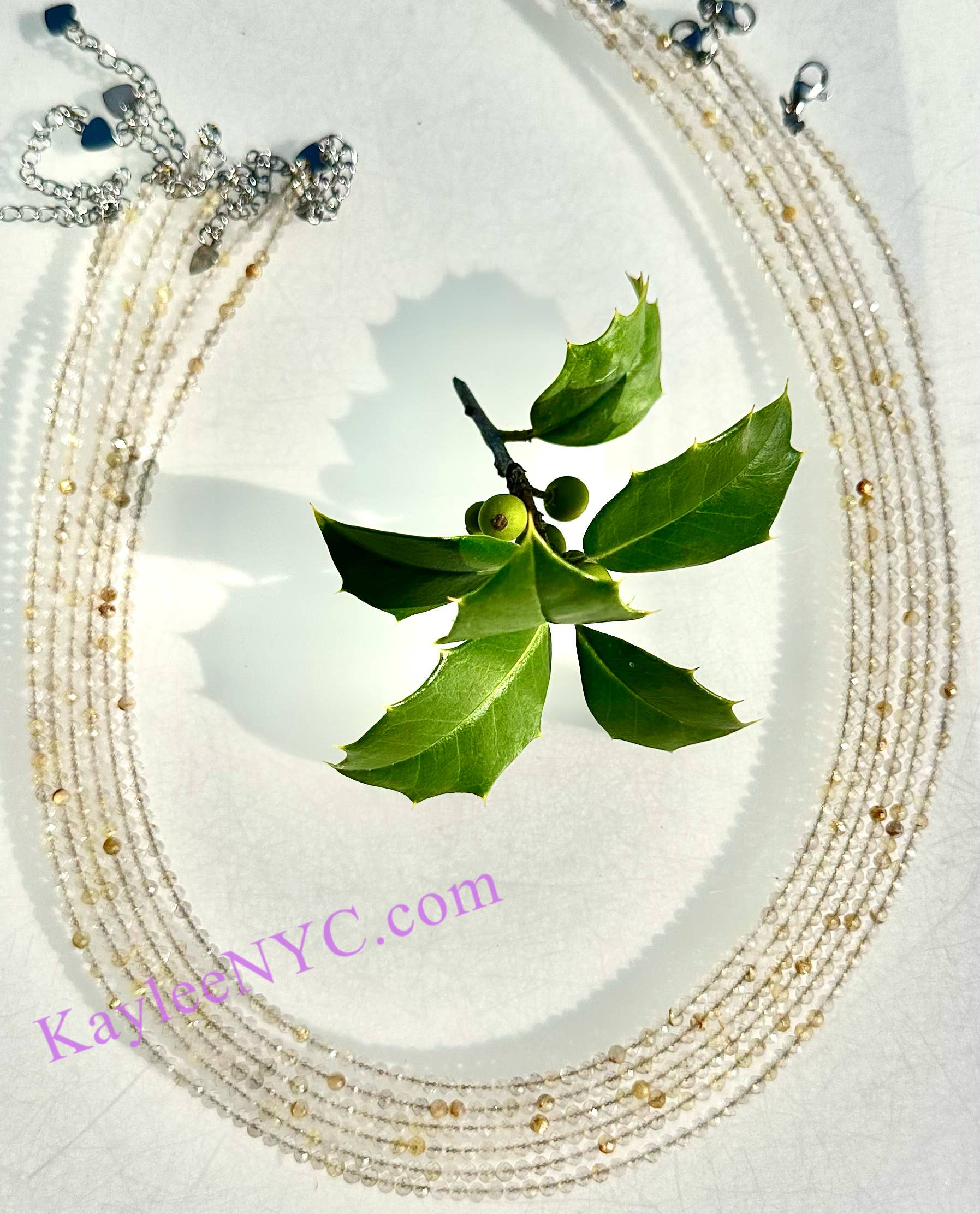 KayleeNYC - Vendita all'ingrosso Collane di perline/perle - Collane di Quarzo Rutilato Oro Naturale da 2mm Cristallo