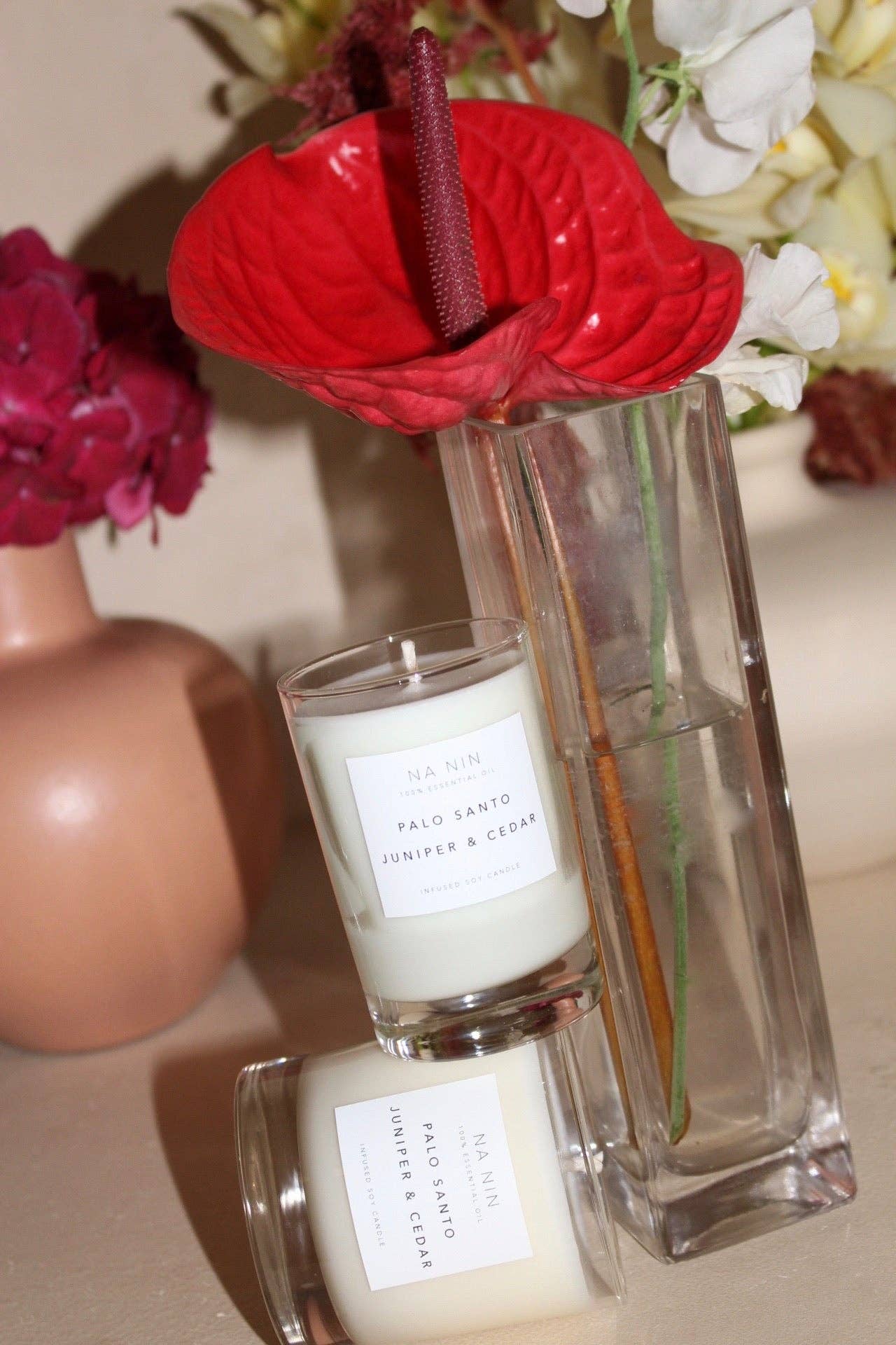 Na Nin - Wholesale Jar/Filled Candle - Palo Santo, Juniper, & Cedarwood Soy Candle / Available in 5oz & 8oz6