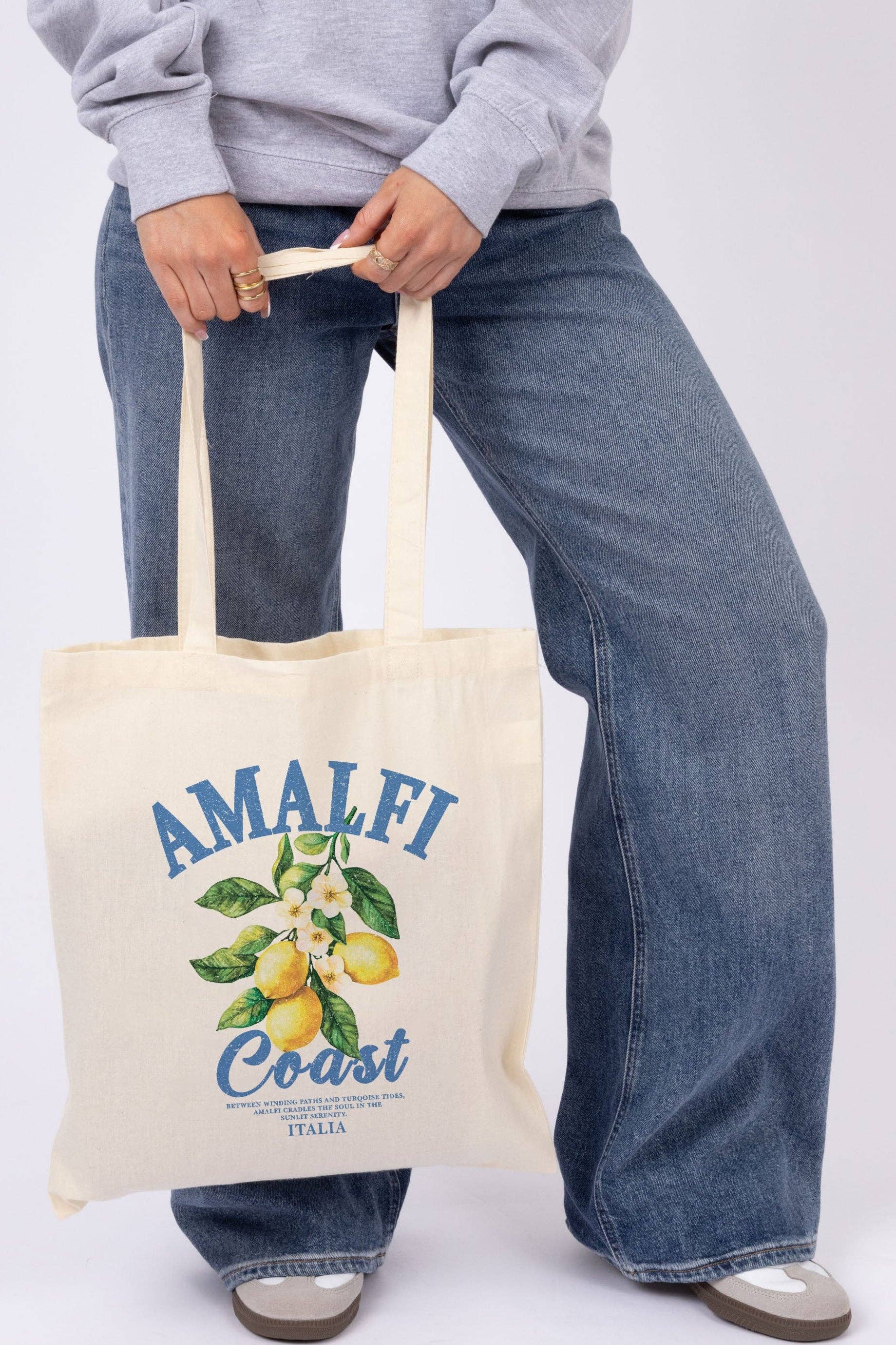 Missi Clothing - Wholesale Bag Strap - Unisex - Amalfi Lemon Printed Cotton Tote Bag0