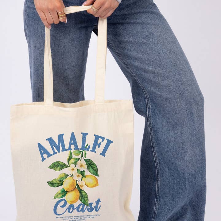 Missi Clothing - Wholesale Bag Strap - Unisex - Amalfi Lemon Printed Cotton Tote Bag0