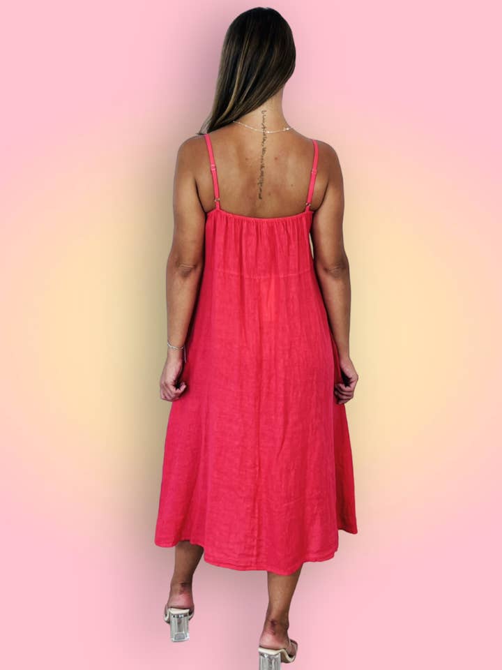 Linen & More - Wholesale Dress - Women's - REF 33195 100% LINEN STRAPPY DRESS
2