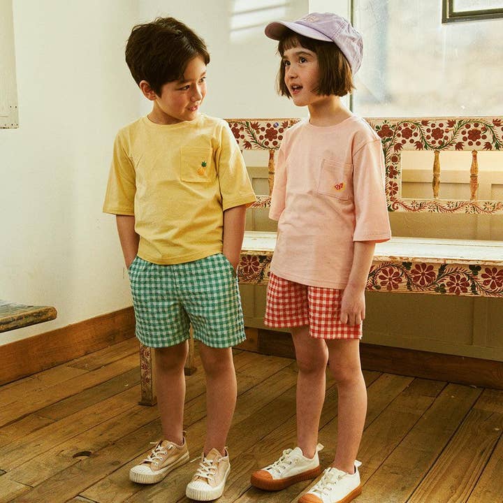 Gingham-Check-Pull-On-Sommershorts für den Großhandel von ToTo Heros