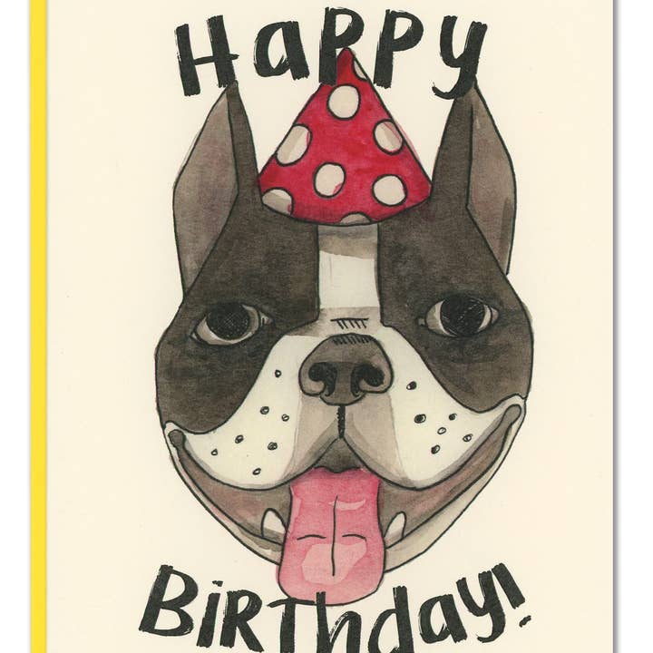 Happy Birthday, Frenchie! card for wholesale by Cat People Press
