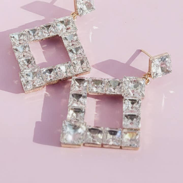 Arya Jewellery Wholesale – wholesale Dangle earrings – Square Cut Crystal Drop & Dangle Earrings1