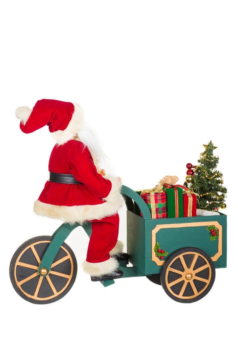 Starlight Collection - Vente Figurine décorative - NOUVEAU-Figurine de Père Noël en livraison spéciale avec chariot en bois et LED turquoise3