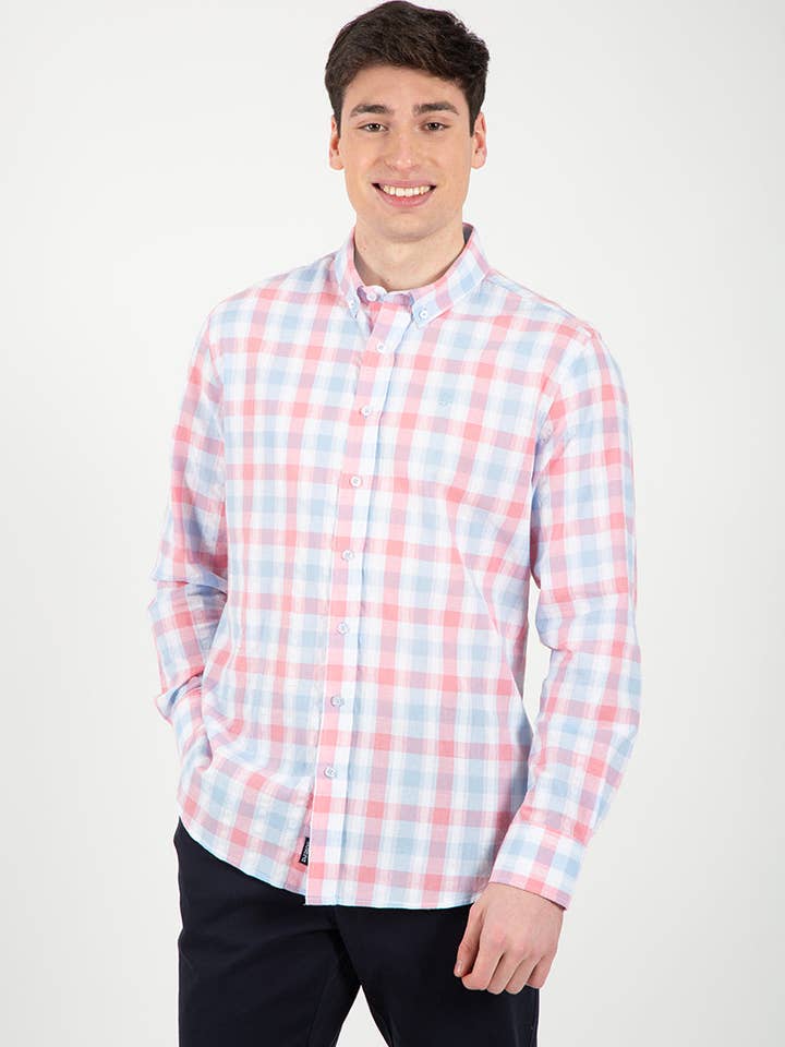 PLAID Pink checkered shirt for wholesale on Faire