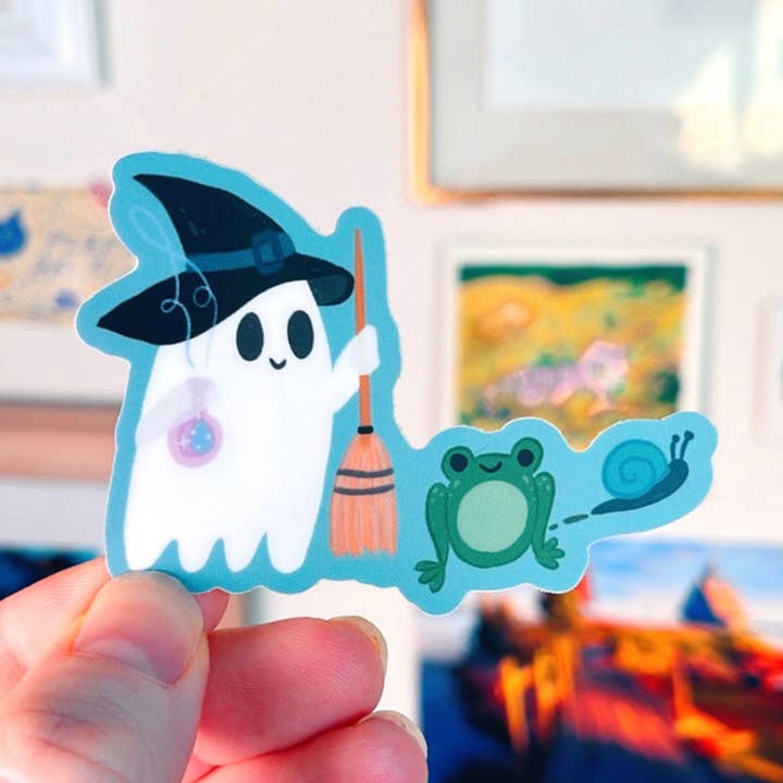 Autocollant d'Halloween mignon Ghost Witch & Friends pour l'automne pour la vente par Doohickle Designs