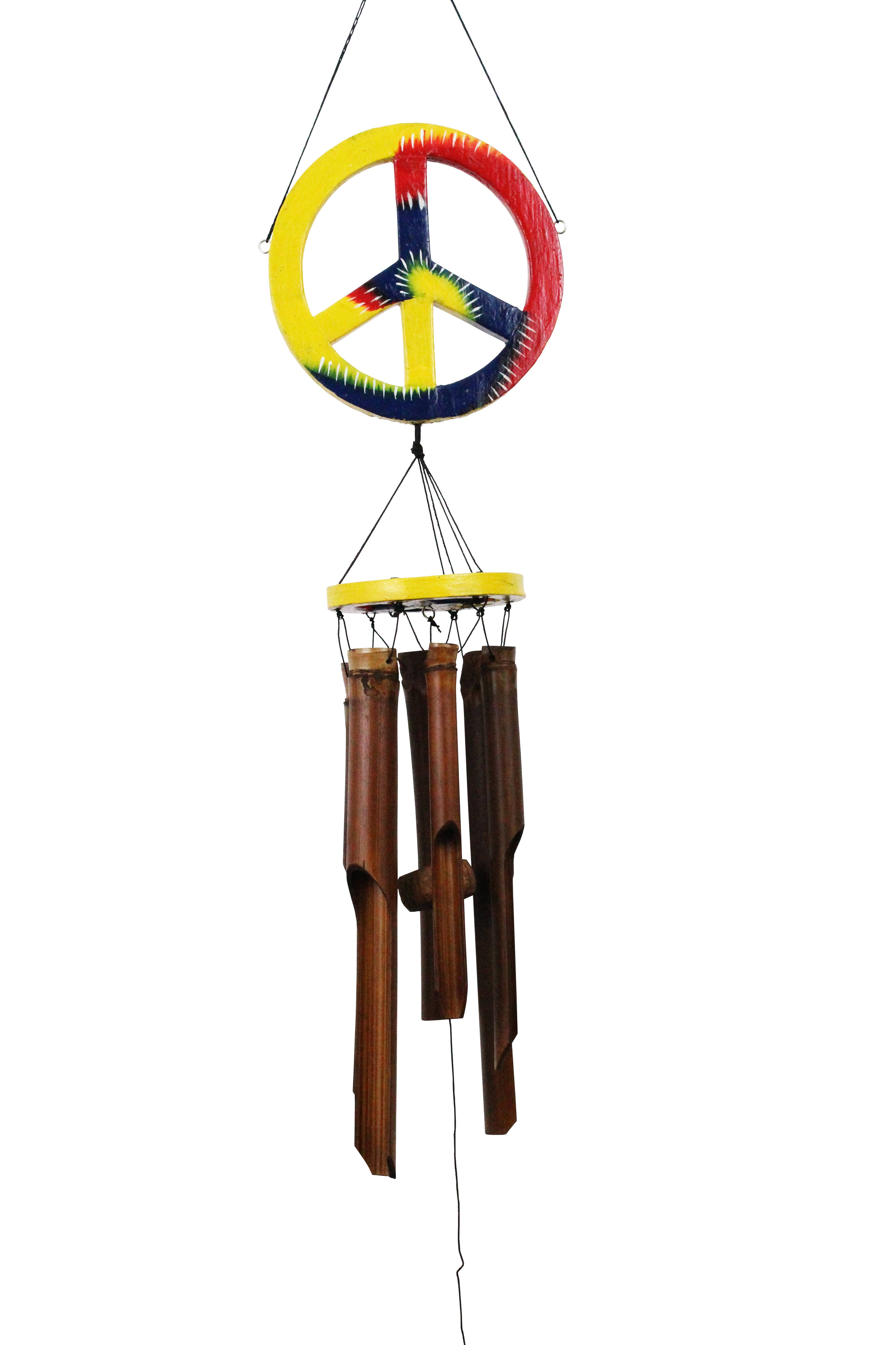 Cohasset Gifts - Wholesale Wind Chime - Peace Sign Bamboo Wind Chime2