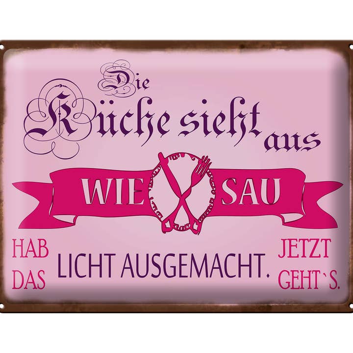 Placa de metal 30x40 A cozinha parece um chiqueiro, apaguei a luz. por atacado de Femer