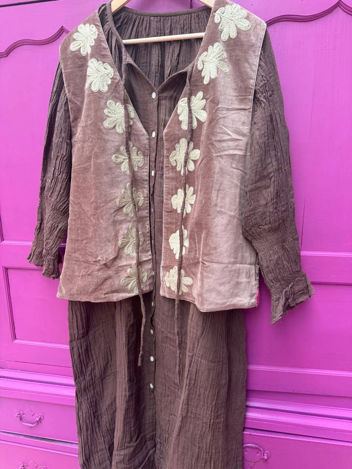 Cotton maxi dress Brown for wholesale by ToutVintage