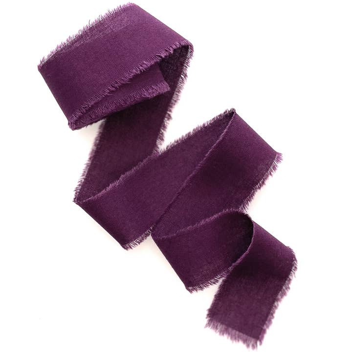 LinenLark - Wholesale Ribbon - Gift Wrapping - Hand-dyed frayed edges ribbon No silk cotton ribbon Vegan