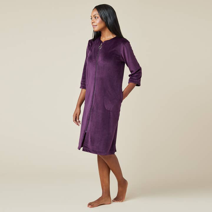 Softies - Wholesale Robe - Women's - Women's 42" 3/4 Sleeve Serenity Short Zip Robe