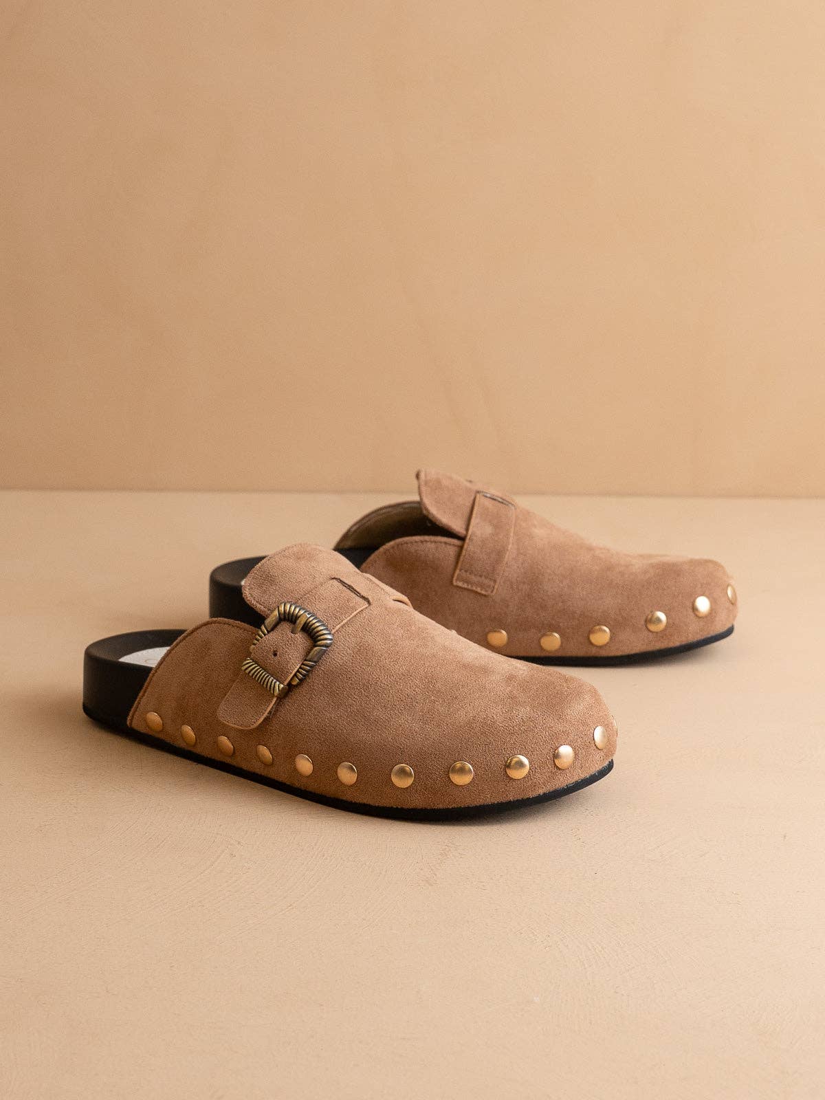 The Toni | Latte Studded Buckle Clog for wholesale on Faire3
