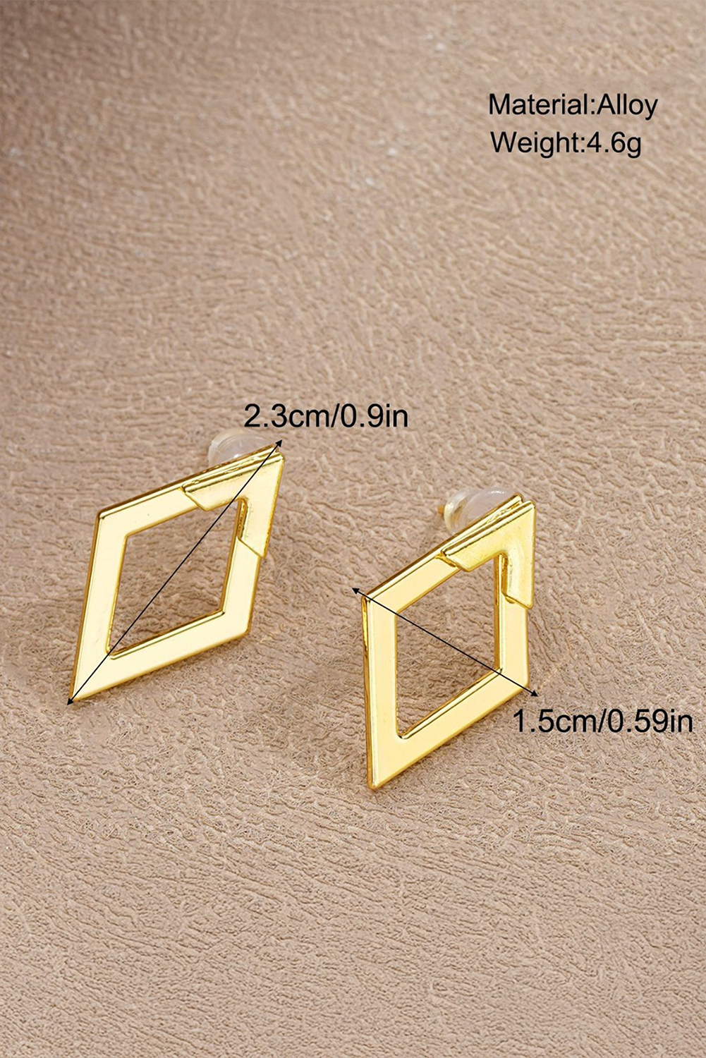 Gold Rhombus Shape Plated Alloy Stud Earrings for wholesale on Faire4