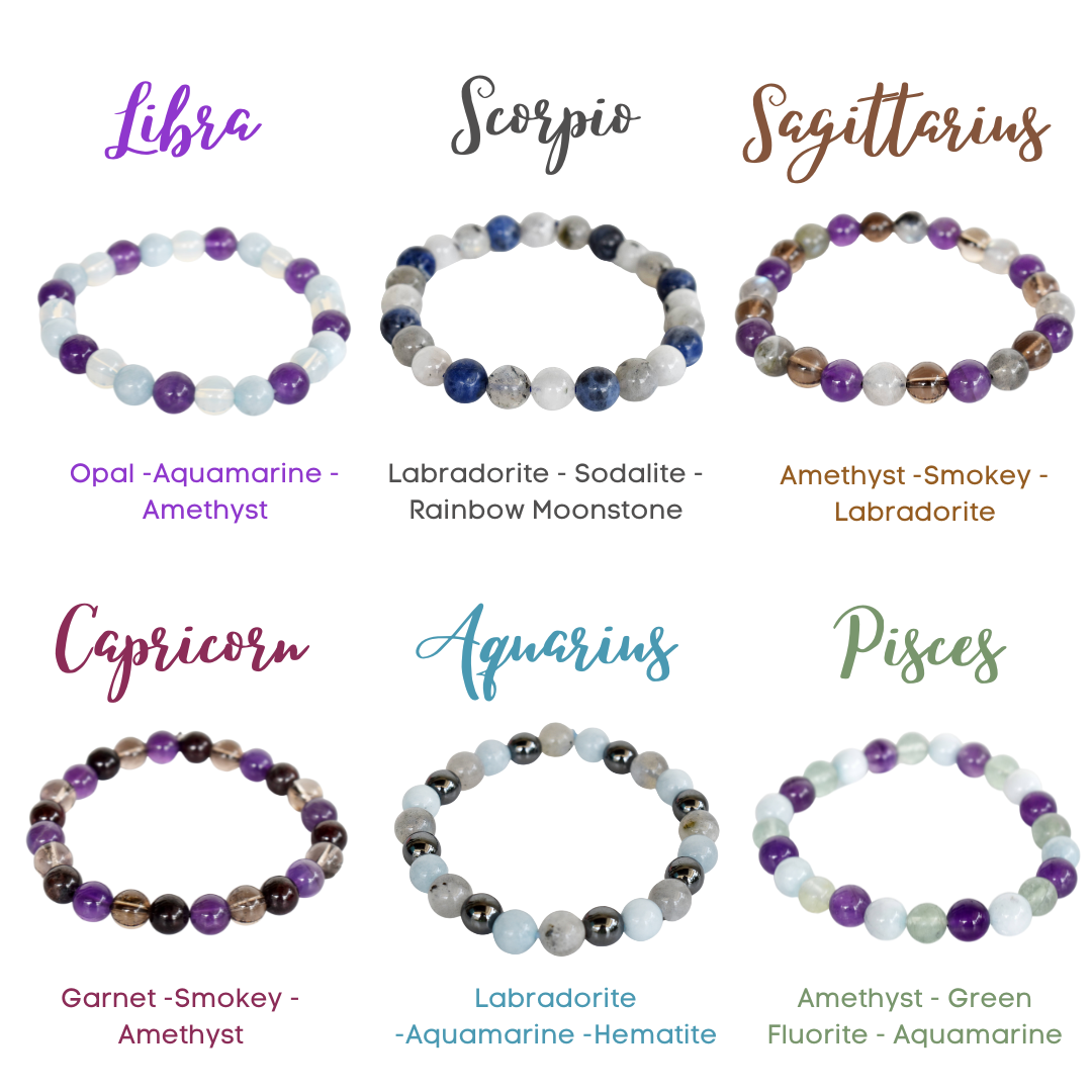 Soothing Crystals – Pulseira de missangas por atacado – Pulseira do Zodíaco | Virgem | Pulseiras de Pedras Curativas7