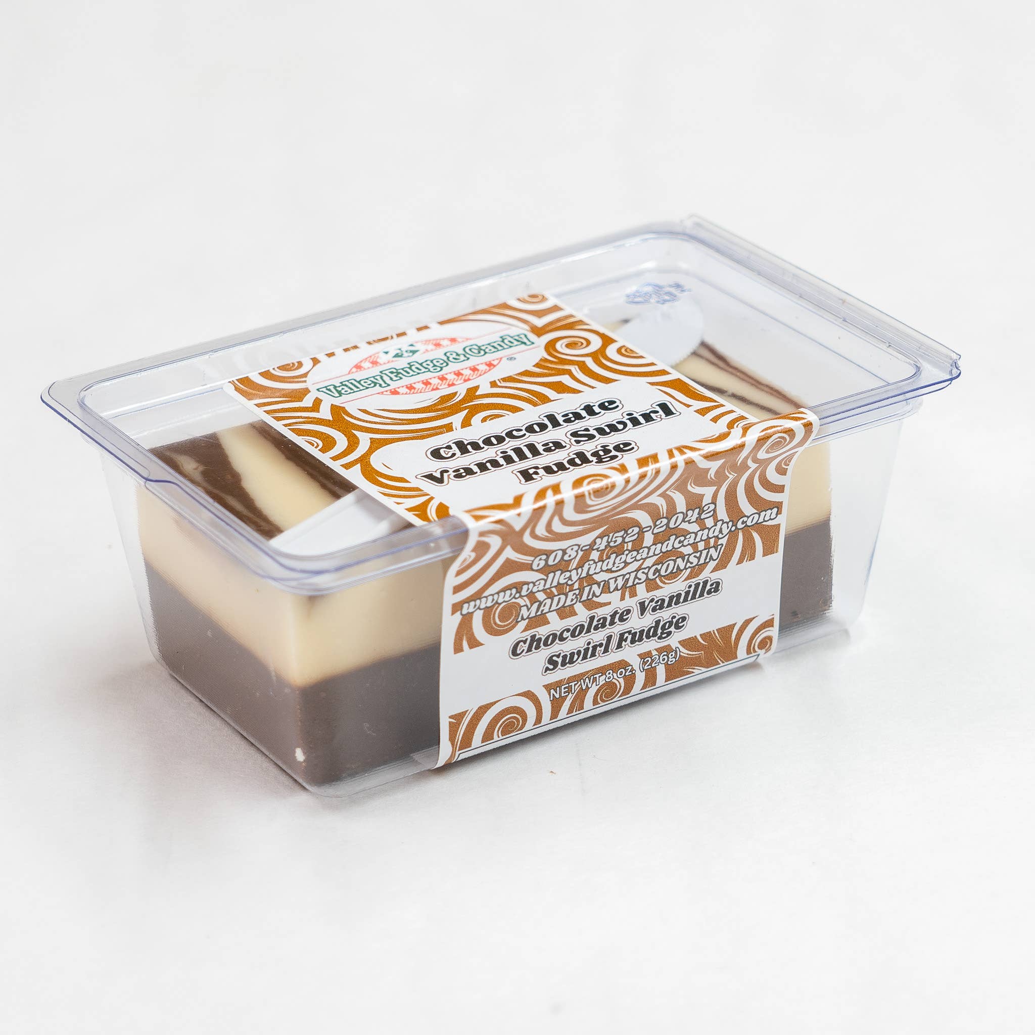 Valley Fudge & Candy - Wholesale Fudge - Chocolate Vanilla Swirl 1/2 lb. Fudge Bar1