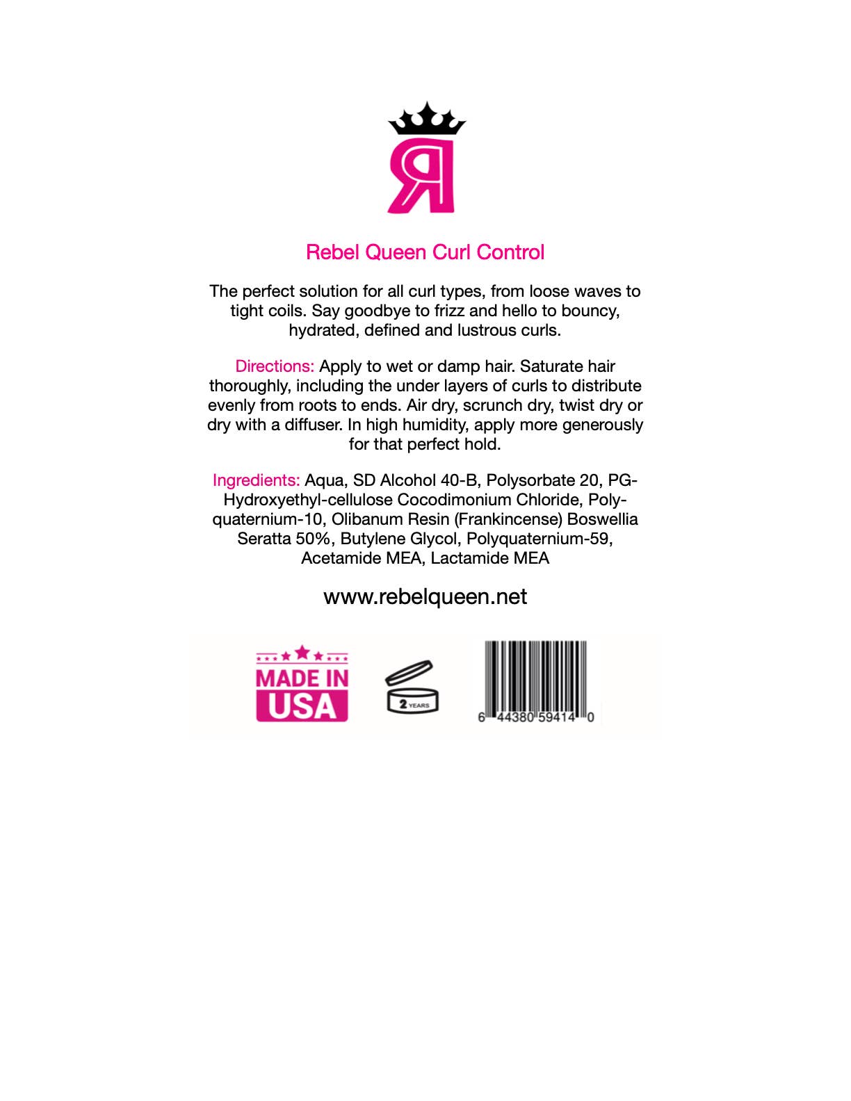 Rebel Queen - Wholesale Hair Styling Gel/Mousse - Rebel Queen Curl Control1