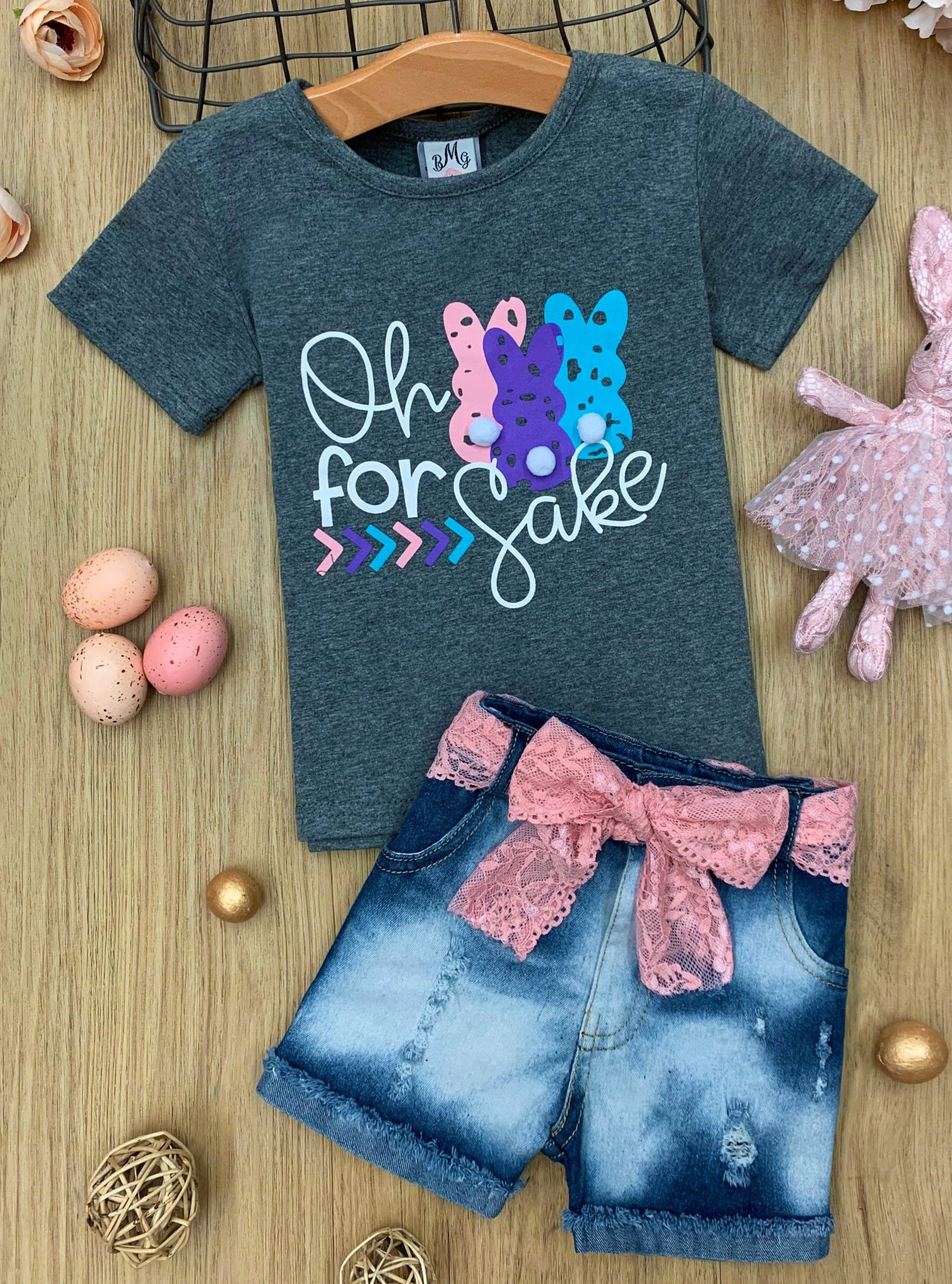 Cinza Conjunto de Calções de Ganga Oh For Bunnies' Sake para venda a revendedores na Faire0