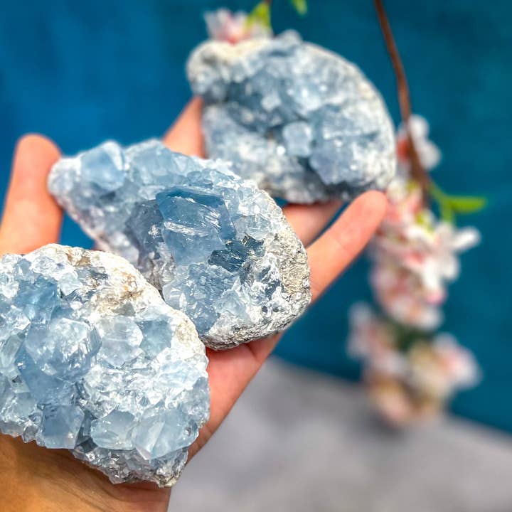 Mandala Gems – wholesale Spiritual stone/crystal – CELESTITE Clusters, Raw Celestite Wholesale Crystals