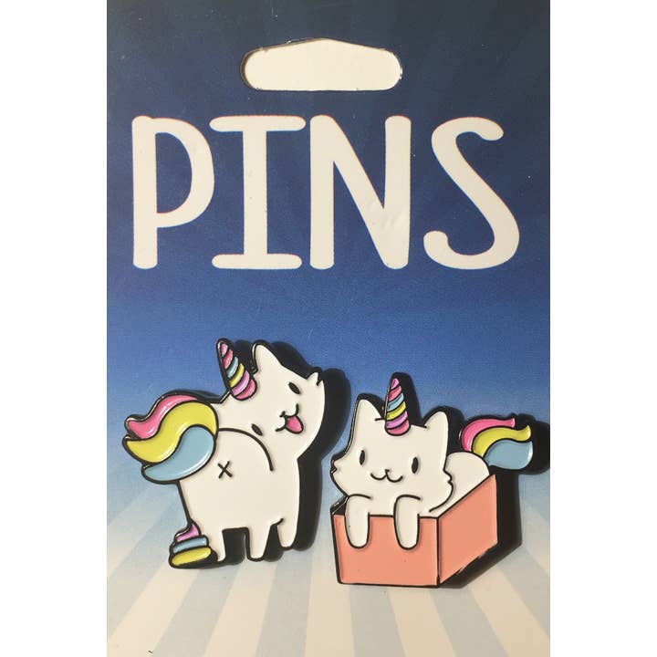 2 pc Enamel pin Caticorn and Rainbow Poop for wholesale by Kalan