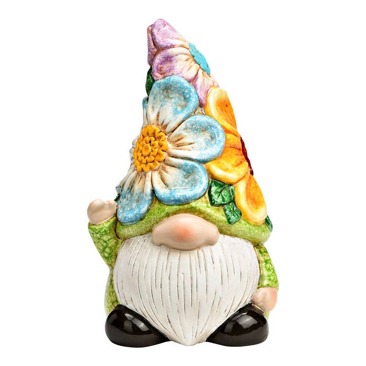 Nisse med blomsterhat af keramik, Farverig (B/H/D) 13x21x11cm for engroshandel hos Wurm
