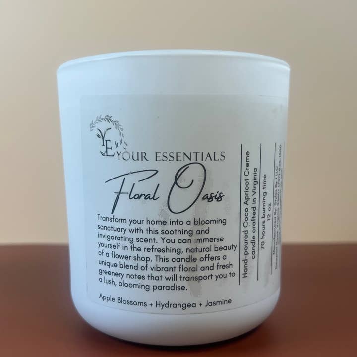 Vela Floral Oasis - Cera de Coco y Albaricoque Crème 12 oz para venta al por mayor de Your Essentials