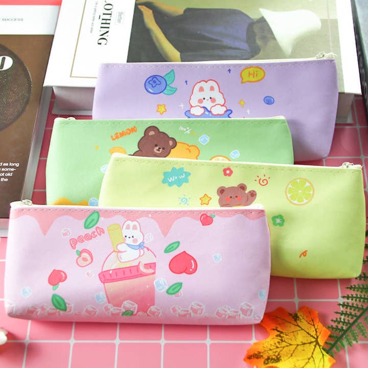 KiddieKickz – wholesale Pencil case/pouch – Creative PU Leather Cartoon Bear Rabbit Pencil Case