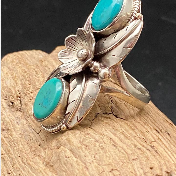 Third eye jewelry inc. - Wholesale Cocktail/Statement Ring - Turquoise ring, handcrafted, adjustable,floral ring, ethnic 2