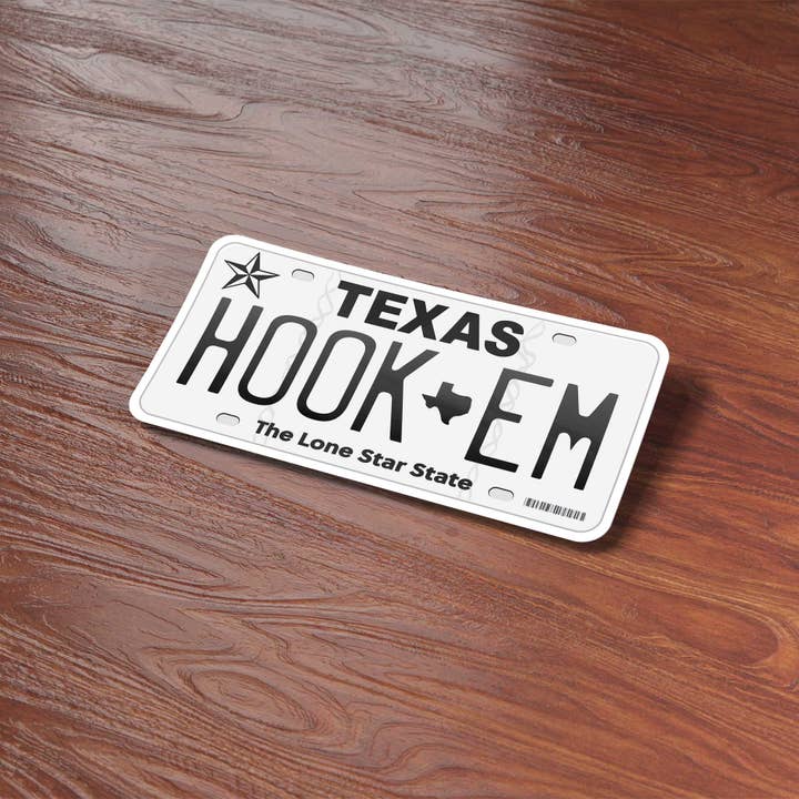 Sentinel Supply - Wholesale Sticker - Hook Em Texas License Plate Sticker2