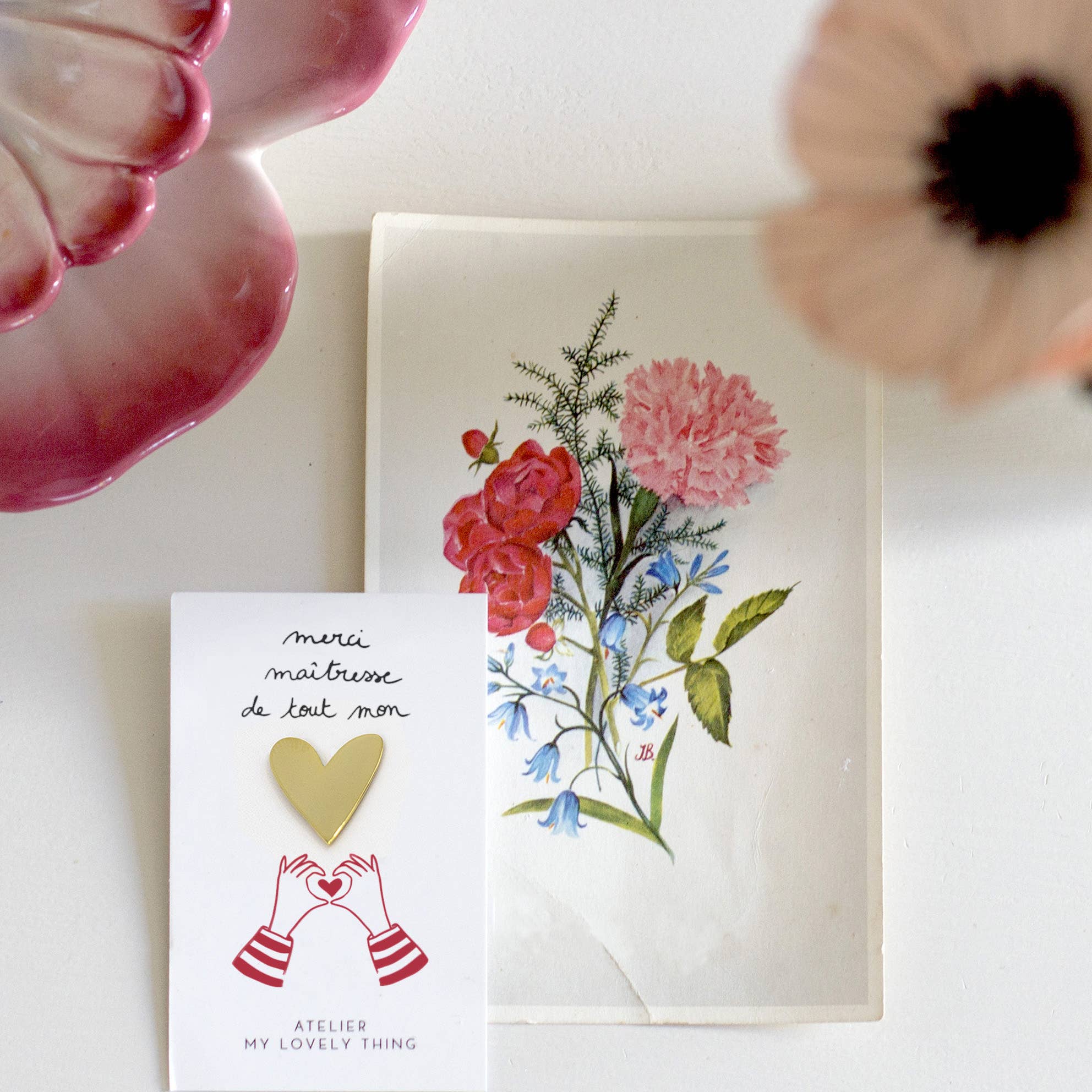 MY LOVELY THING - Wholesale Lapel Pin/Button - Pin Heart In Brass - Thank you Teacher1