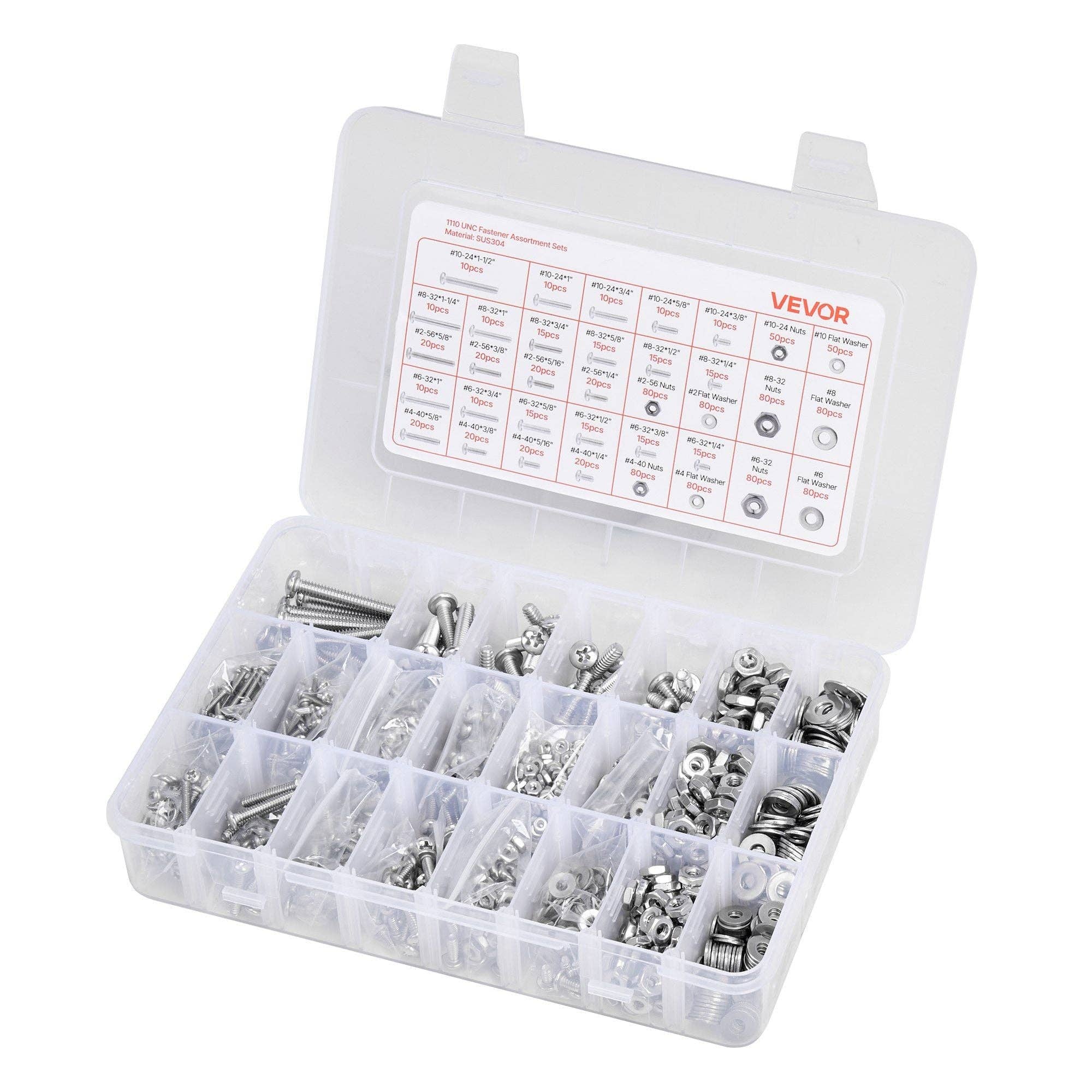 Naomi's Happy Place Shop - Wholesale Craft Tool - 1110 Pcs Bolts Nuts Assortment Kit Imperial Stainless Steel for Furniture8