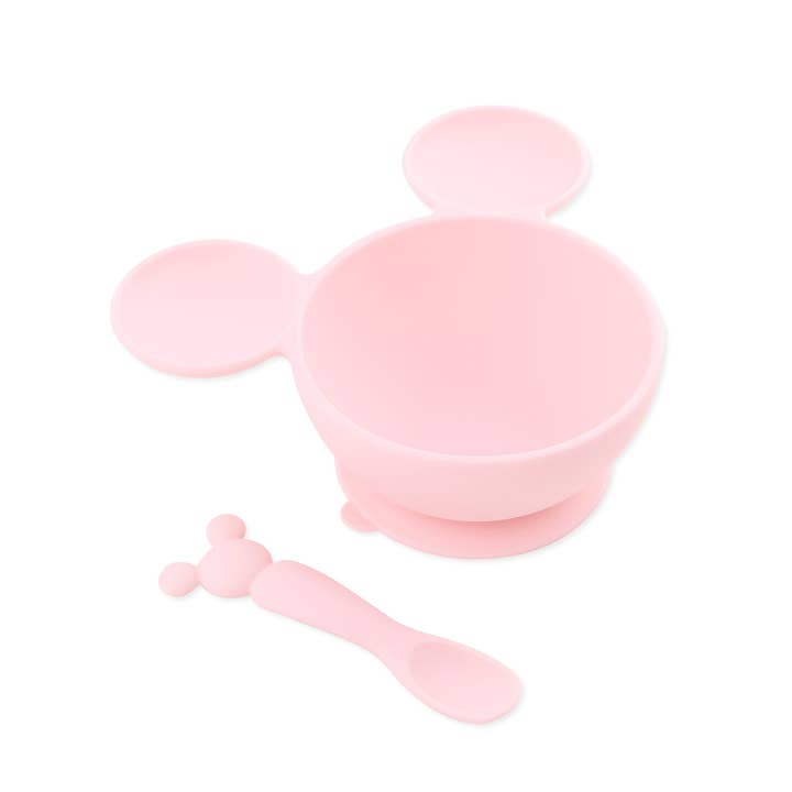 Bumkins - Wholesale Feeding Set - Baby - Silicone First Feeding Set: Minnie Mouse Light Pink