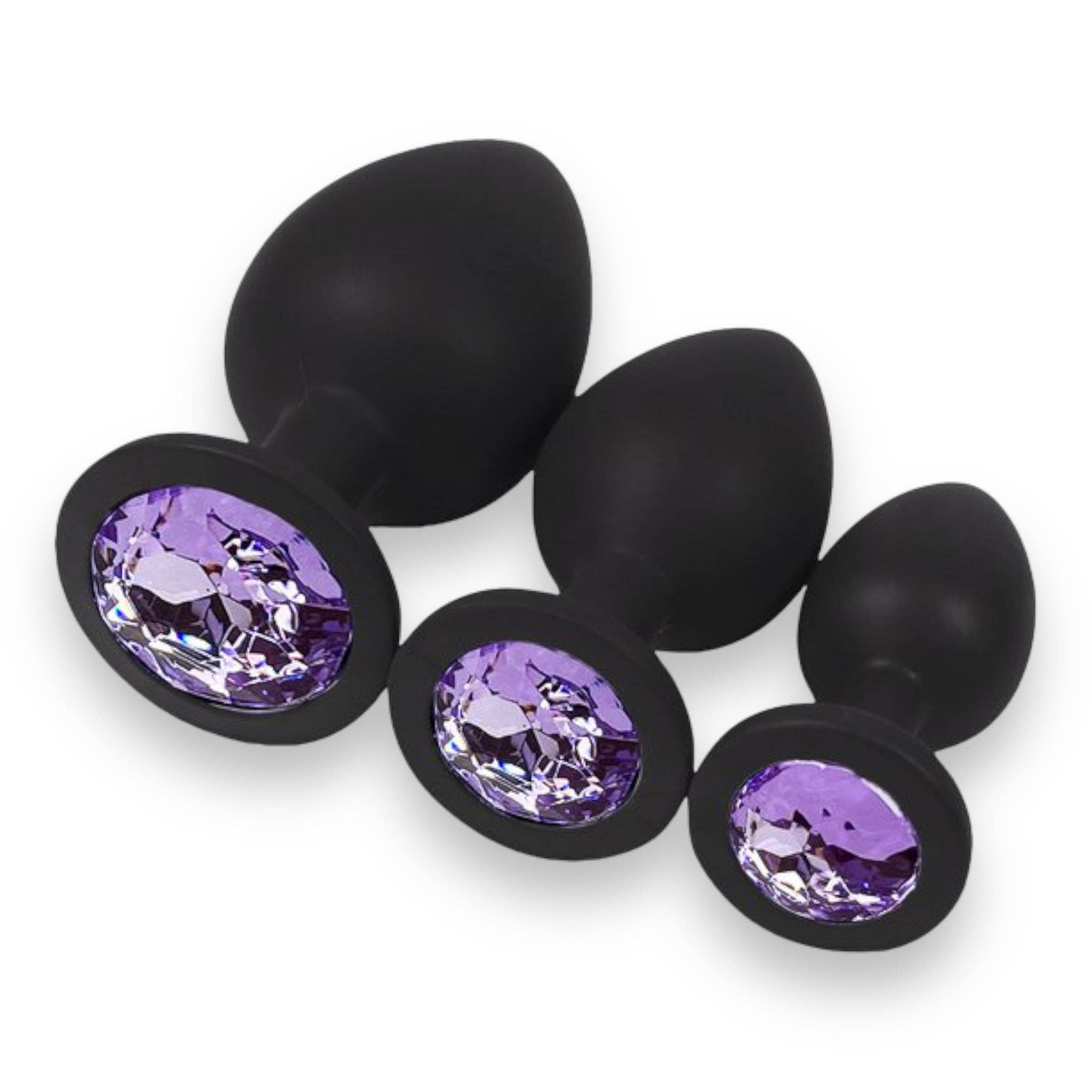 Kinky Pleasure - Wholesale Sex Toy - Power Escorts - BR135 - Diamond King - Silicone Butt Plug - Black - 6 Colors - 3 Sizes21