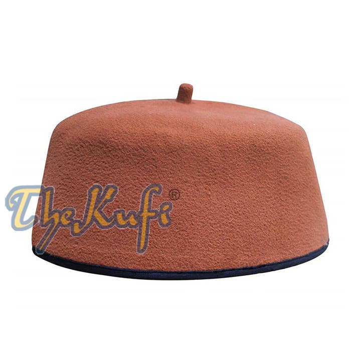 Handmade Rust Brown African Fez-Style Muslim Kufi With Tip for wholesale by IndoMode