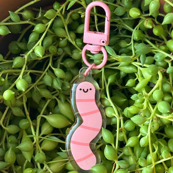Worm Keychain Buddy - Mini Earthworm Charm for wholesale by Ouri Studio
