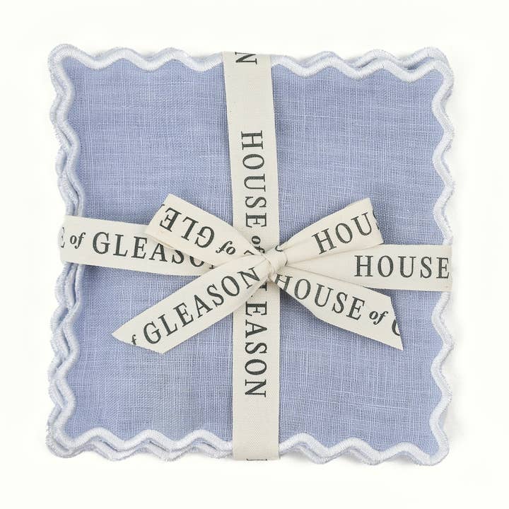 House of Gleason - Wholesale Dinner & Cloth Napkin - Powder Blue Linen Square Cocktail Napkins - Set of 40