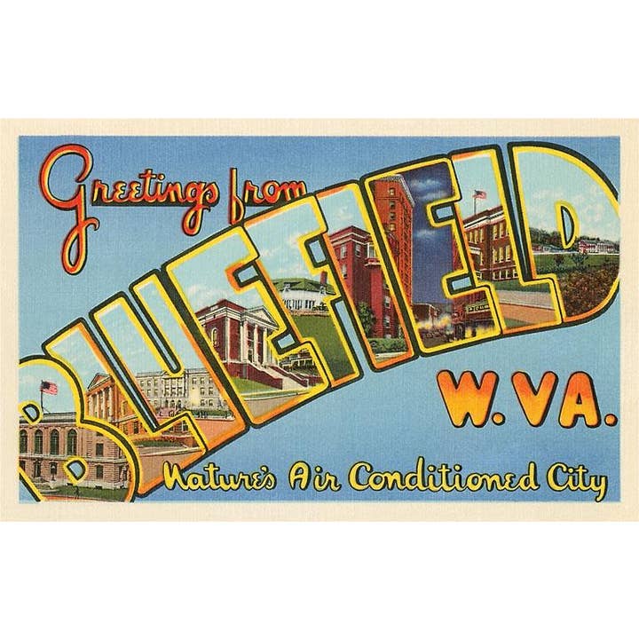 Carte de vœux WV-106 Salutations de Bluefield, Virginie-Occidentale pour la vente par Found Image Press