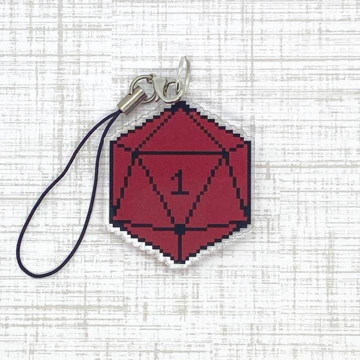 Ollybits Pixel Art - Wholesale Individual Charm/Pendant - D20 Dungeons and Dragon DnD Board Game Dice Pixel Art Charm