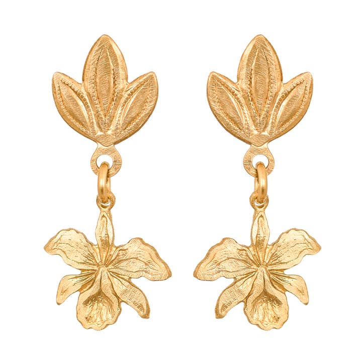 Boucles d'oreilles orchidées Wee Laelia pour la vente par We Dream in Colour