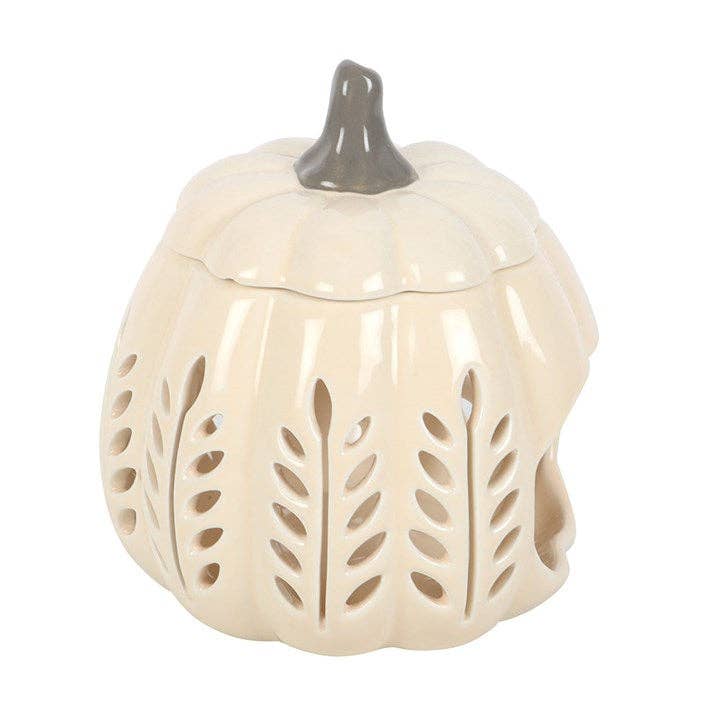 Something Different Wholesale – wholesale Wax warmer – Cream Autumn Leaf Cut Out Pumpkin Oil Burner and Wax Warmer3