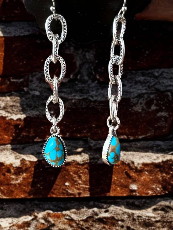Linked In Turquoise Earrings for wholesale by Sterling Kreek