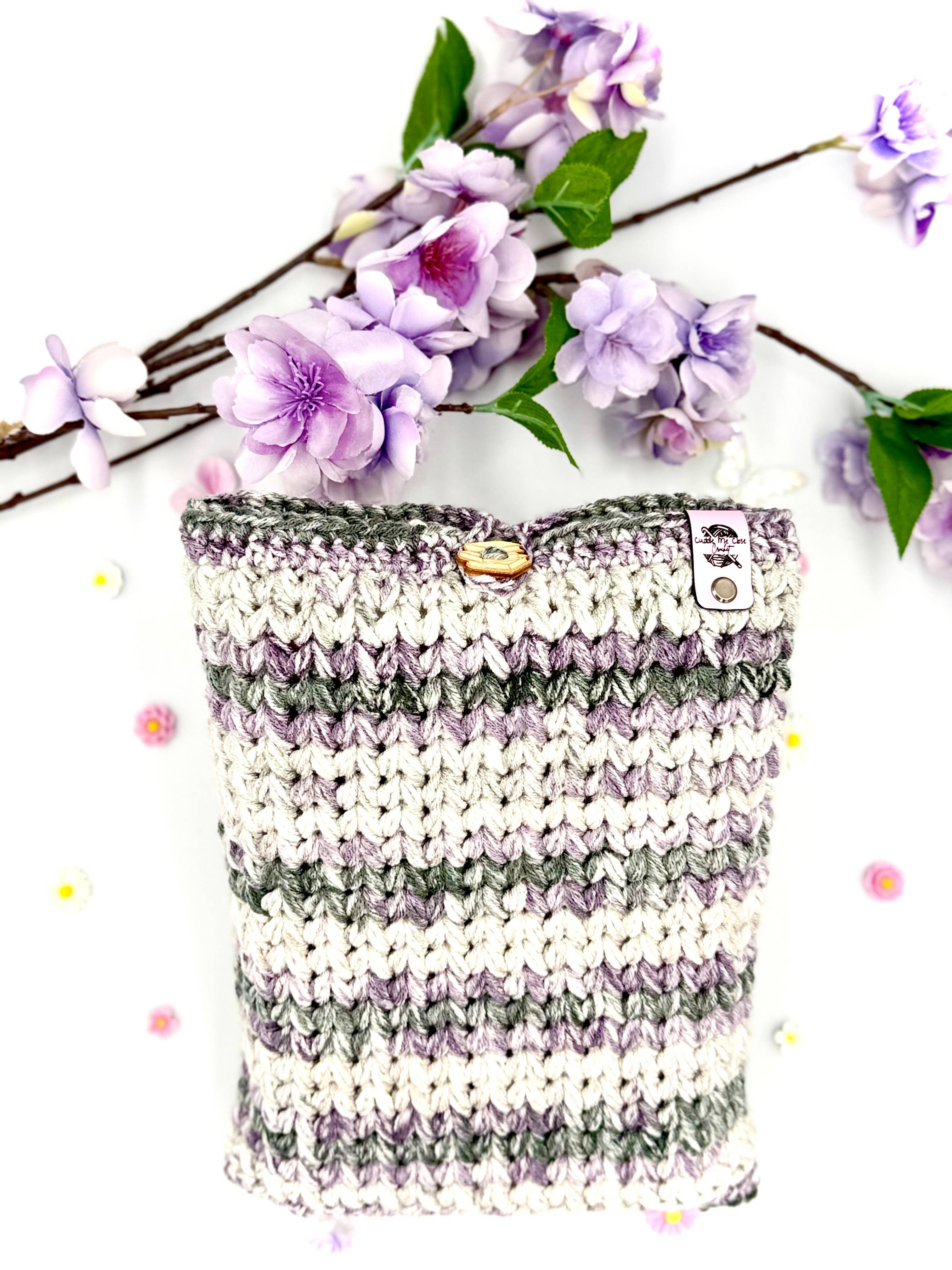 Cuddle Me Close Crochet - Wholesale Book Cover - Purple & Grey XL Book Sleeve1